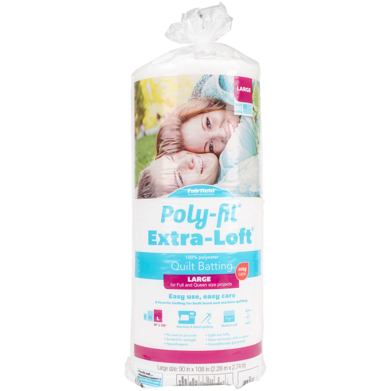 Fairfield Extra-Loft Bonded Polyester Batting-Queen Size 90X108